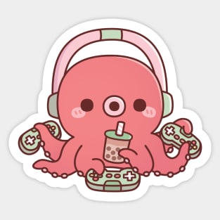 Cute Octopus Gamer Multiplayer Mode Sticker